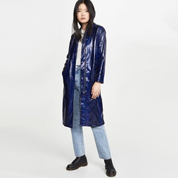 NWT Apparis black blue python faux leather duster - Picture 1 of 16